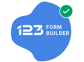 123 form builder logo with white font color on blue background
