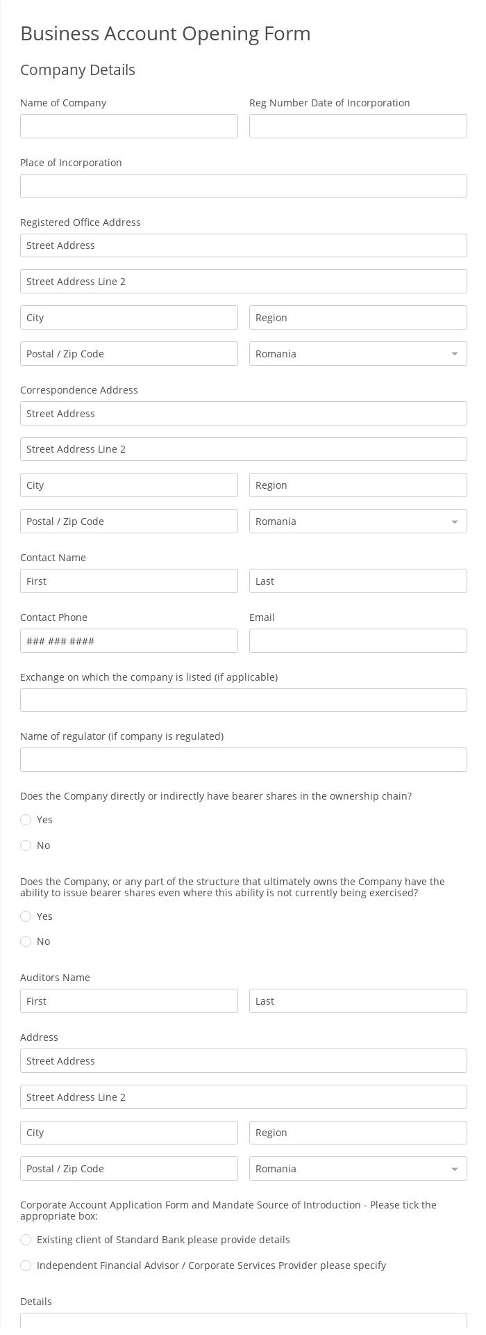 Business Account Opening Form Template  22 Form Builder Pertaining To Business Account Application Form Template