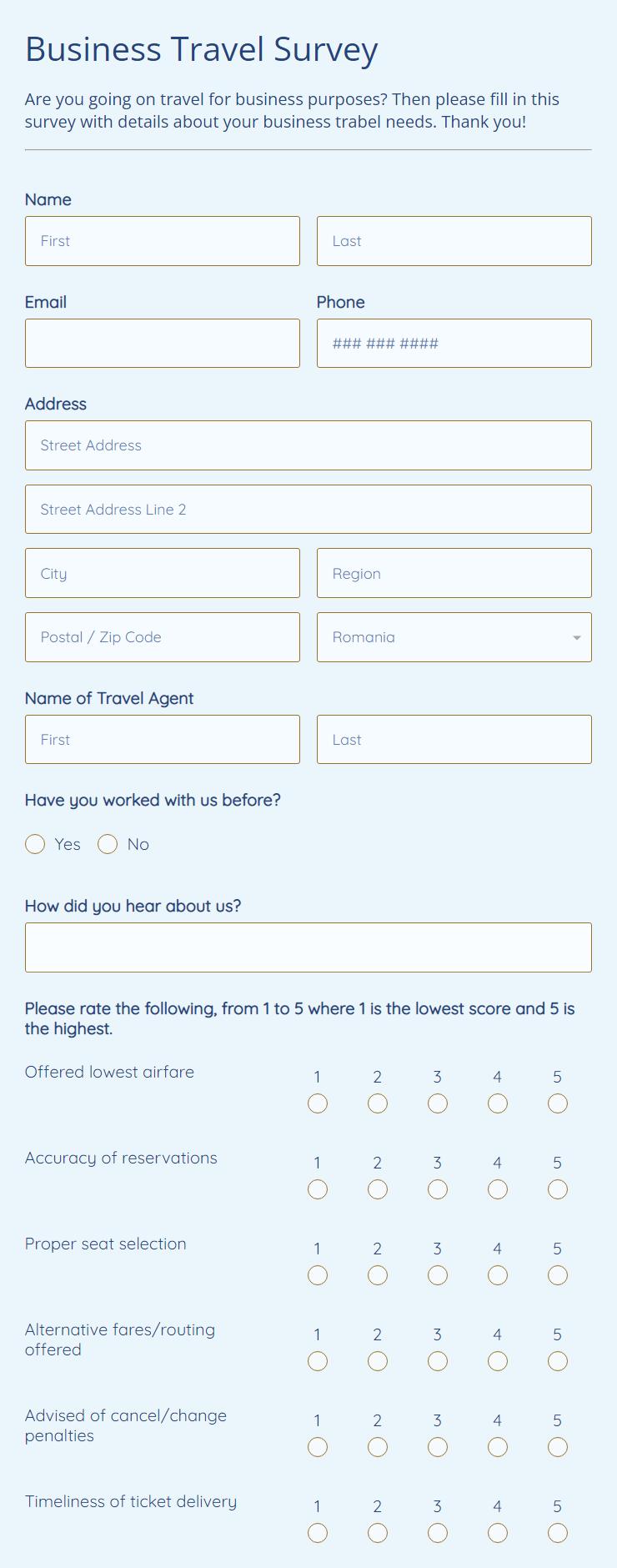 travel survey questions