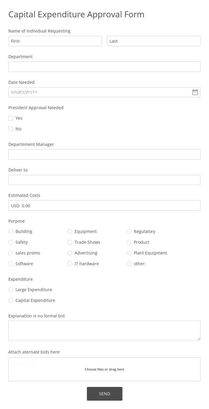 Capital Expenditure Approval Form Template 123 Form Builder
