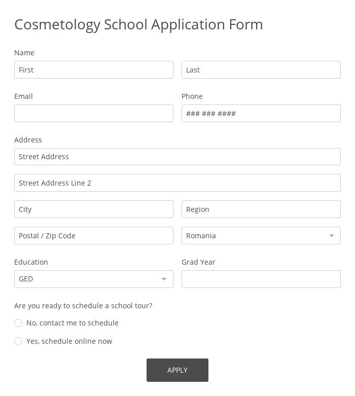 Online Forms for Beauty Salons & Spas 123 Form Builder
