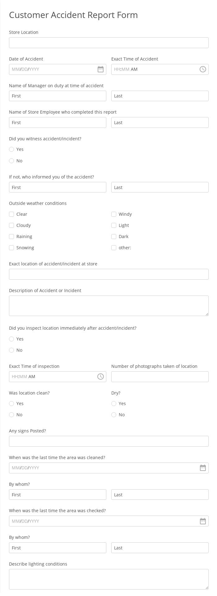 Workplace Incident Report Form Template  23 Form Builder Within Customer Incident Report Form Template