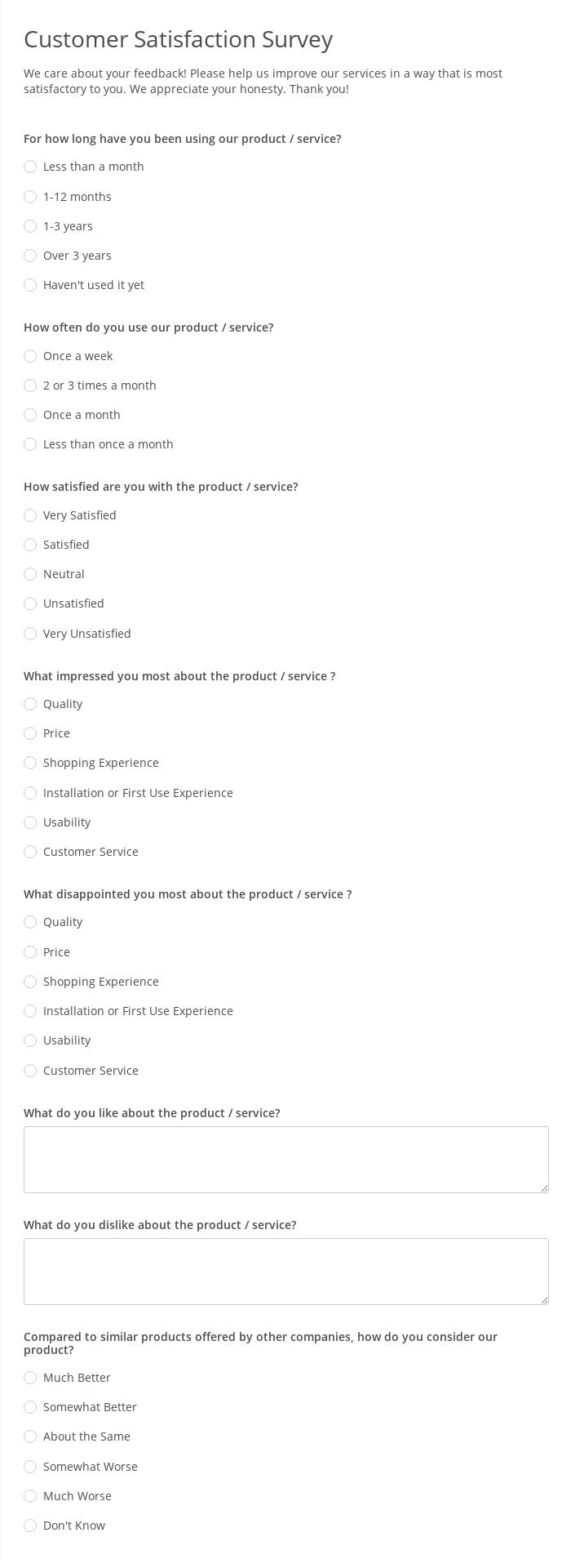 Customer Satisfaction Survey Form Template  11 Form Builder Regarding Customer Satisfaction Report Template