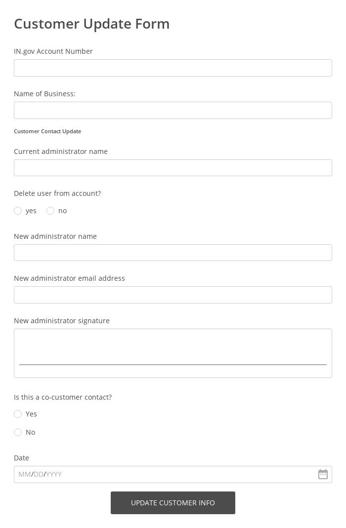 Free Customer Update Form Template 123 Form Builder