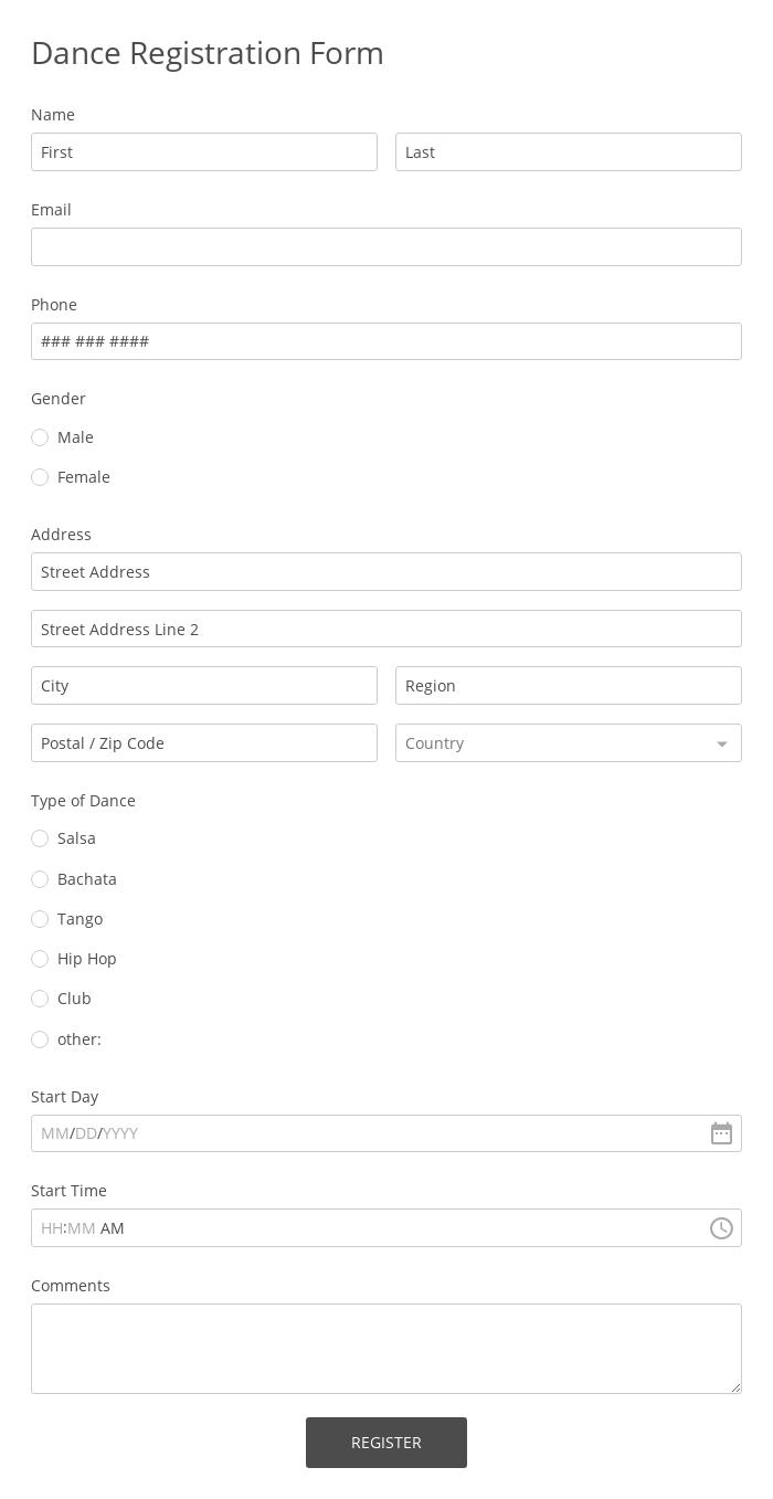Dance Registration Form Template  22 Form Builder Pertaining To Free Dance Studio Business Plan Template