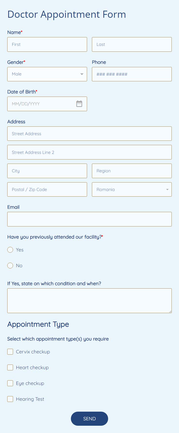 doctor appointment form template free download