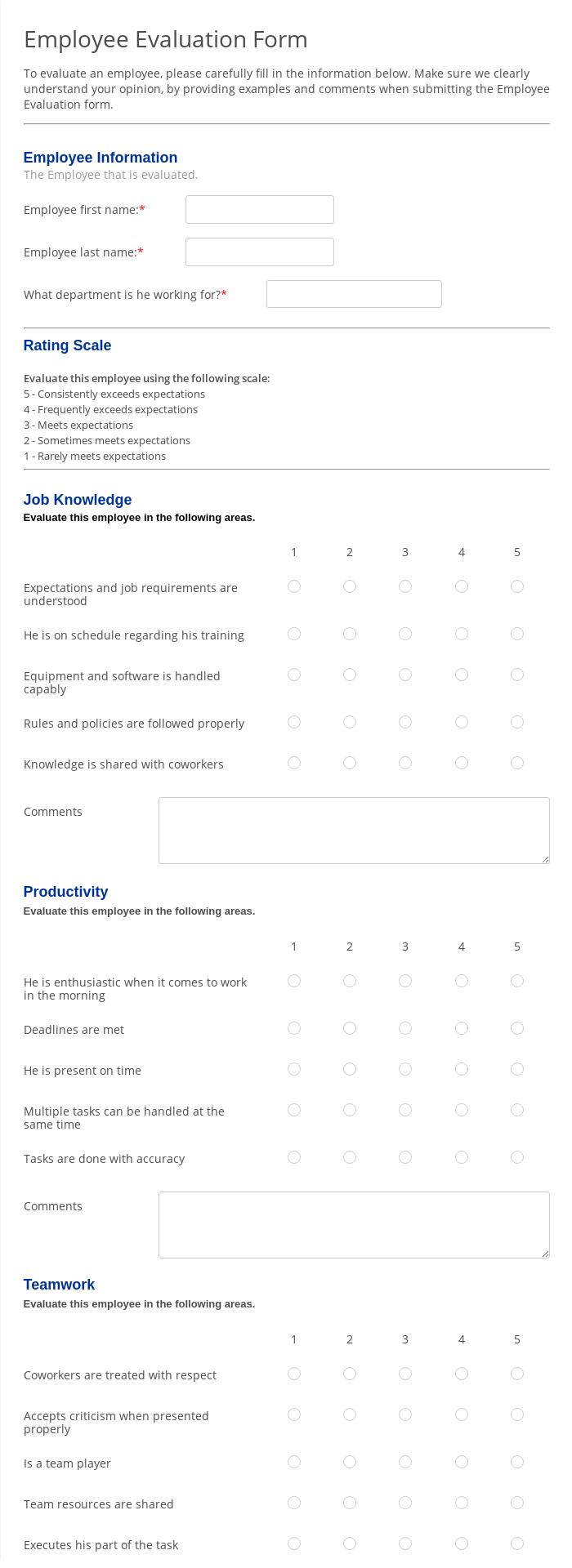 Evaluation Forms - Form Templates  FREE  20 Form Builder Intended For Training Evaluation Report Template