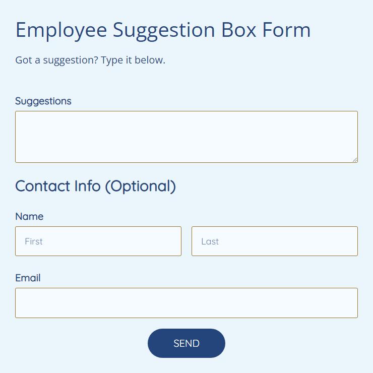 Free Employee Suggestion Box Form Template 123FormBuilder