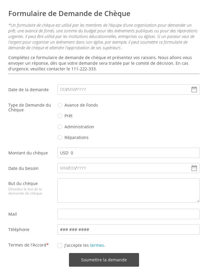 Modèles des formulaires de demande en ligne | 123 Form Builder