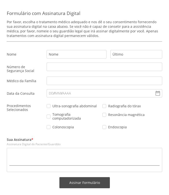 Formulário com Assinatura Digital