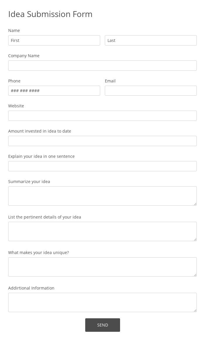 Idea Submission Form Template 123FormBuilder