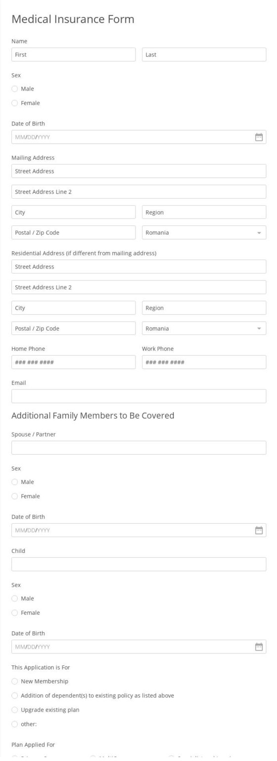 Insurance Form Templates for Online Use| 123 Form Builder