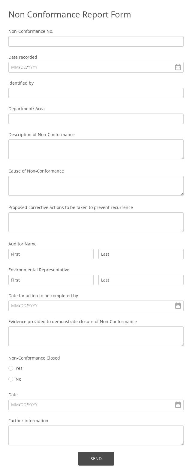 Online Non Conformance Report Form Template  20 Form Builder Intended For Non Conformance Report Template