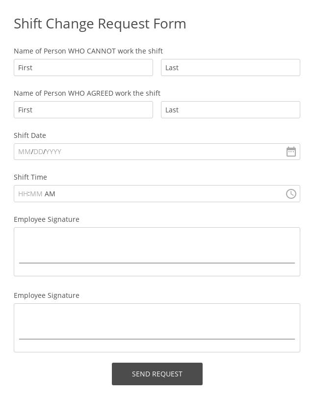 Shift Change Request Form Template Word