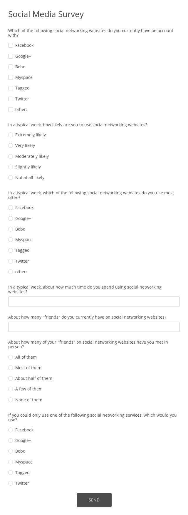 Social Media Survey - Survey Template