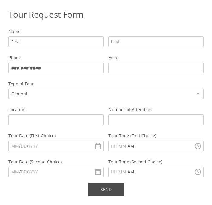 tour request form