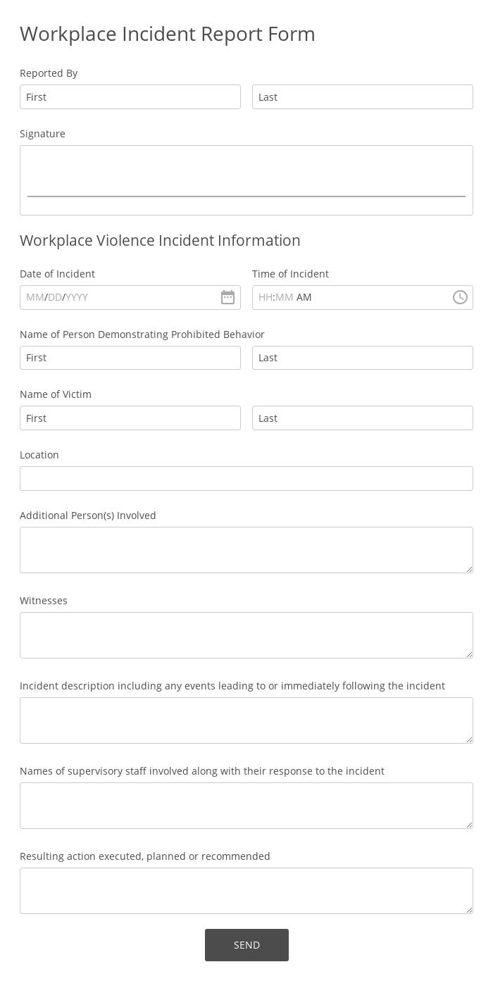 Workplace Incident Report Form Template  22 Form Builder Throughout Employee Incident Report Templates