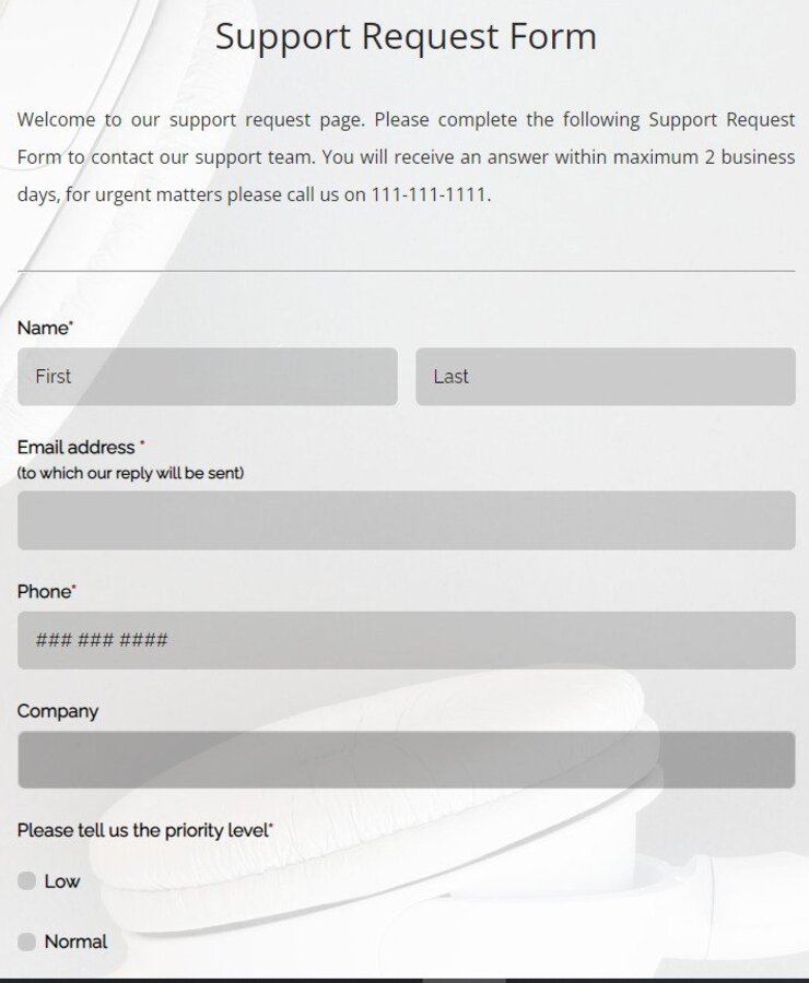 Request for Technical Support Form