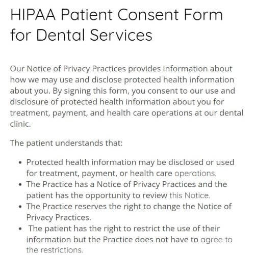 Printable HIPAA Form For Dental Office 123FormBuilder