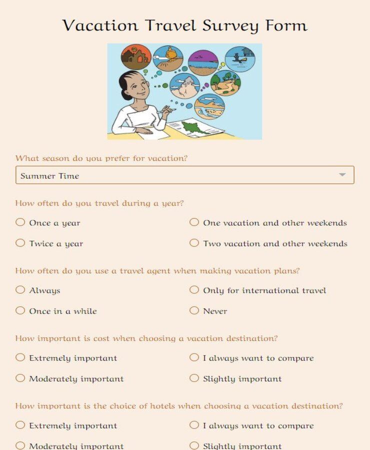 travel agency questionnaire