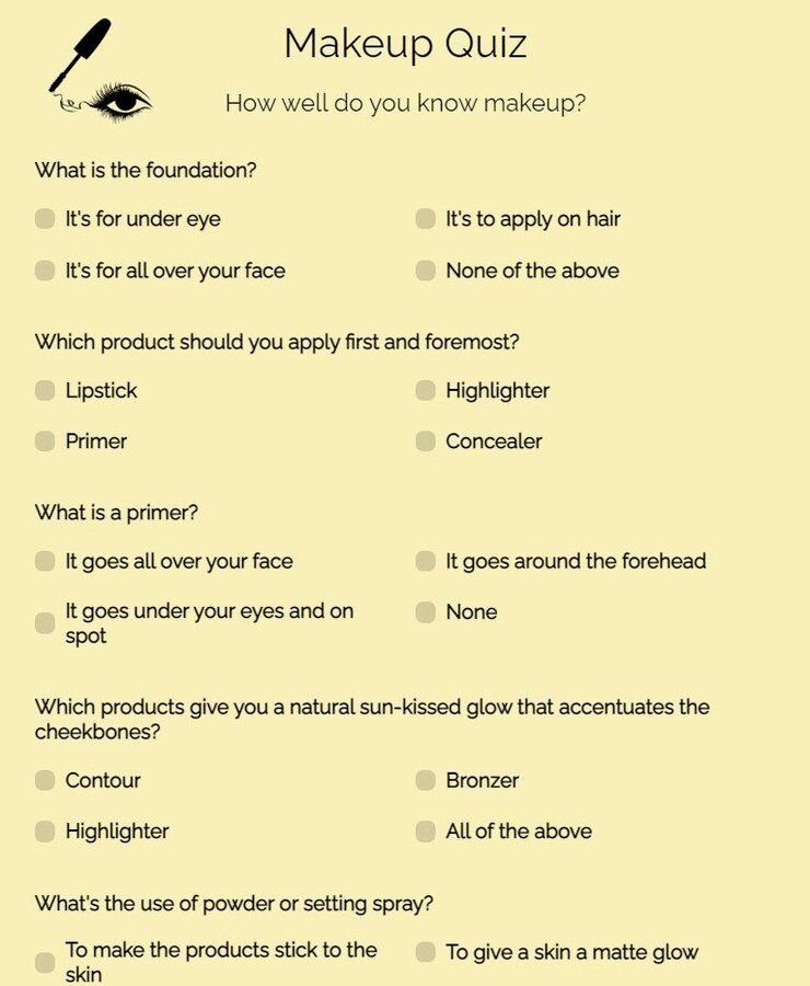 Free Online Makeup Quiz Template