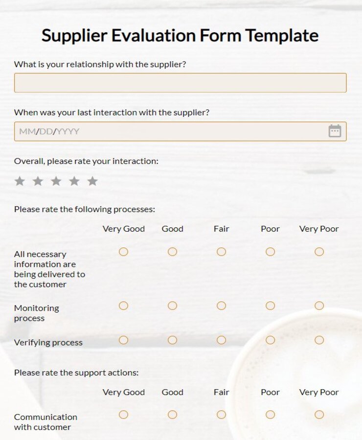 Supplier Evaluation Form Template 123FormBuilder