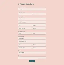 Gift Card Order Form