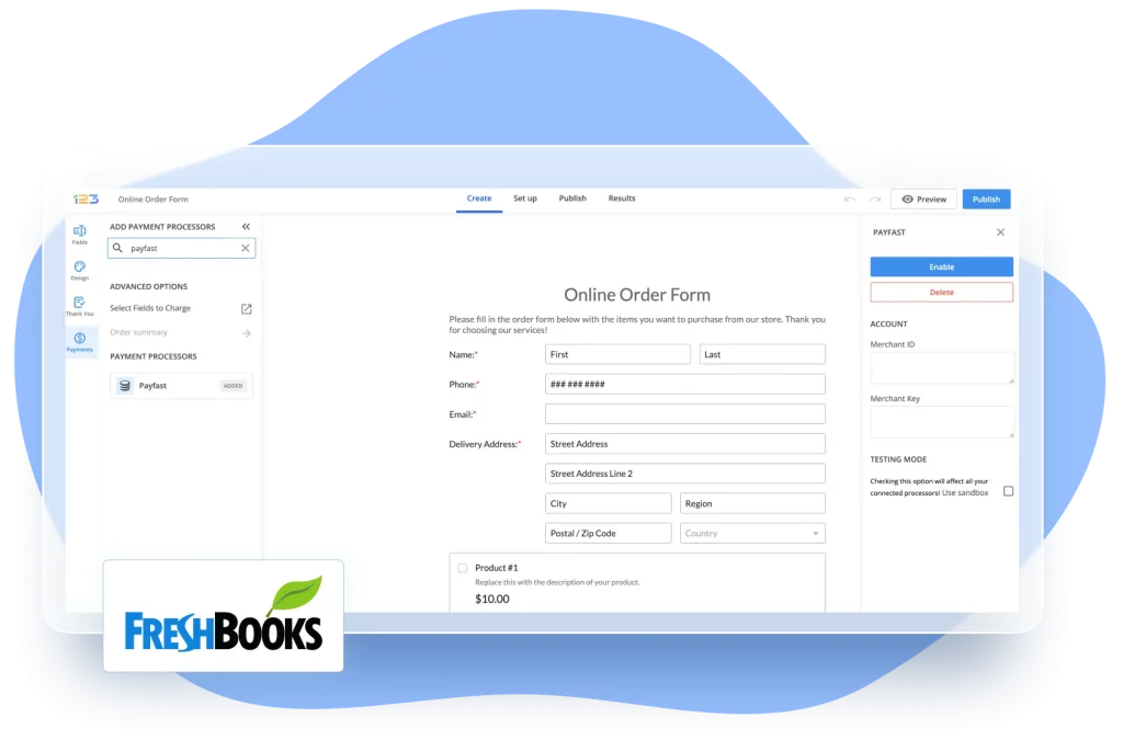 Image showing 123FormBuilder platform integration with FreshBooks