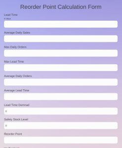 Use Point Form Outline Online Backorder Calculation Form Template | 123FormBuilder