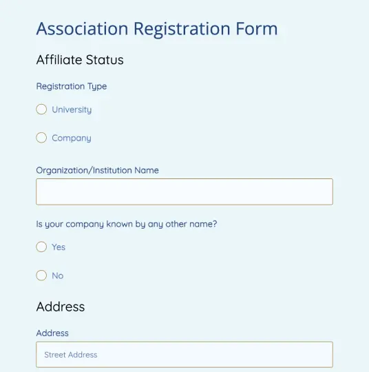 Association Registration Form