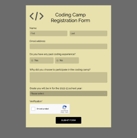 Coding Camp Registration Form