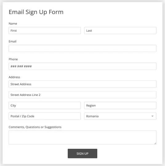 Email Sign Up Form