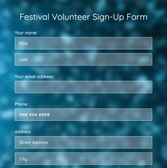 Festival Volunteer Sign-up Form