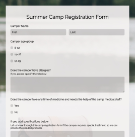 Summer Camp Registration Form