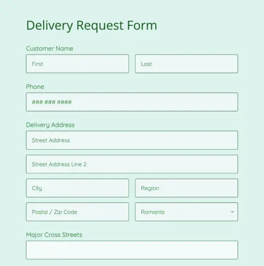Delivery Request Form