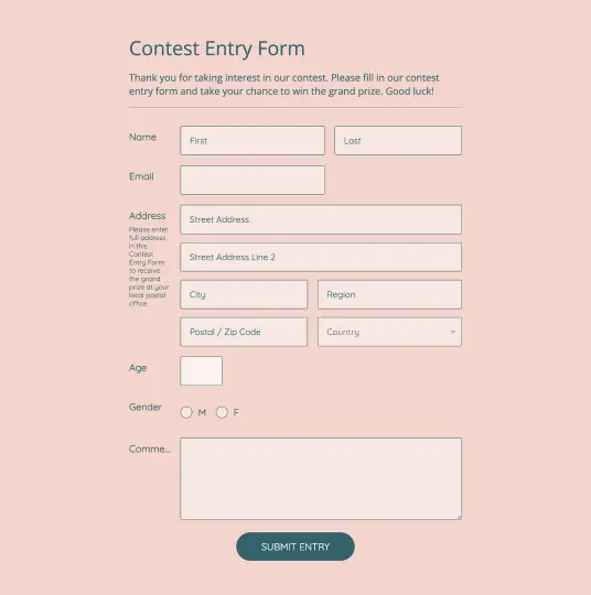 Contest Entry Form