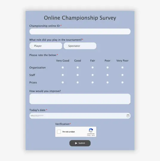 Online Championship Survey