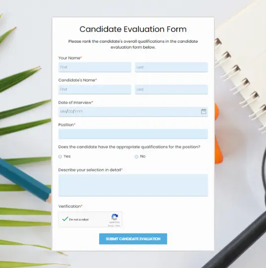 Candidate Evaluation Form 