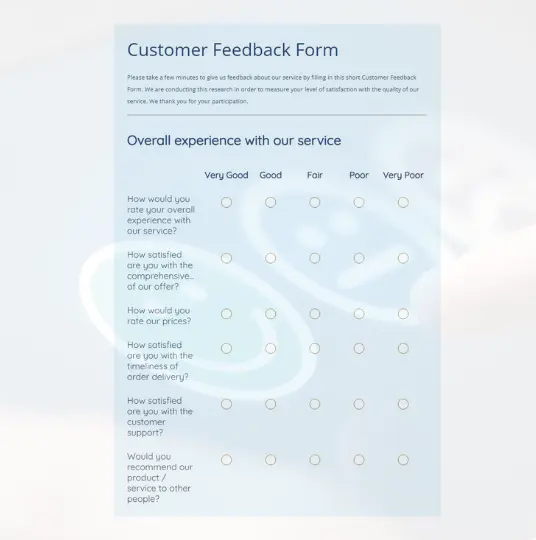 Customer Feedback Form