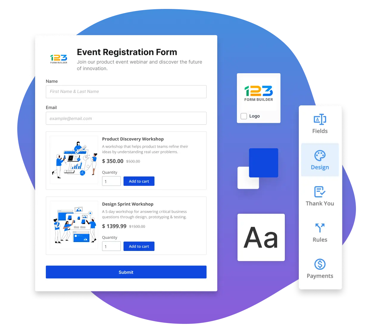 Image showing 123Formbuilder Event Registration Form Template with multiple designing options