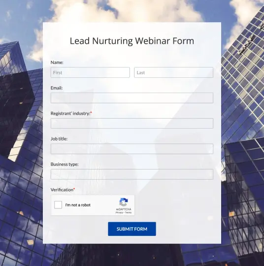 Lead Nurturing Webinar Form