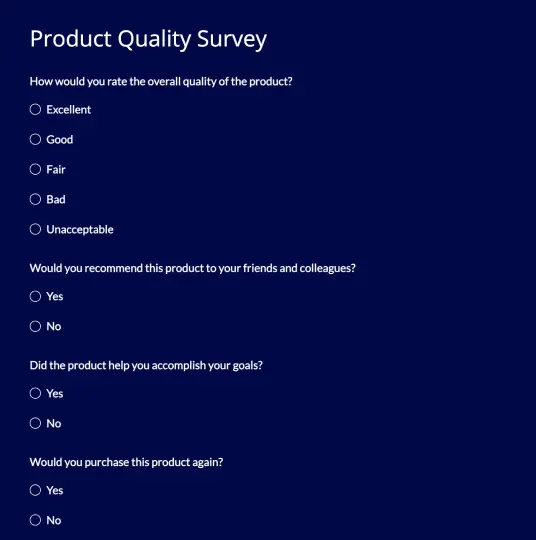 Product Quality Survey
