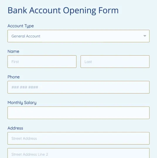 Bank Account Opening Form