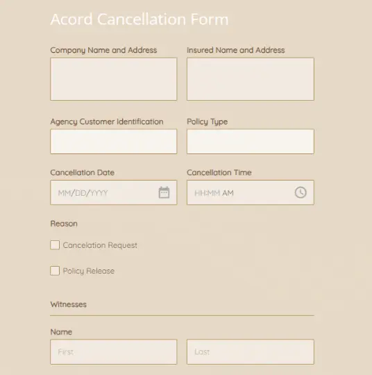 Acord Cancellation Form