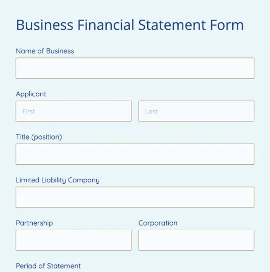 Business Financial Statement Form