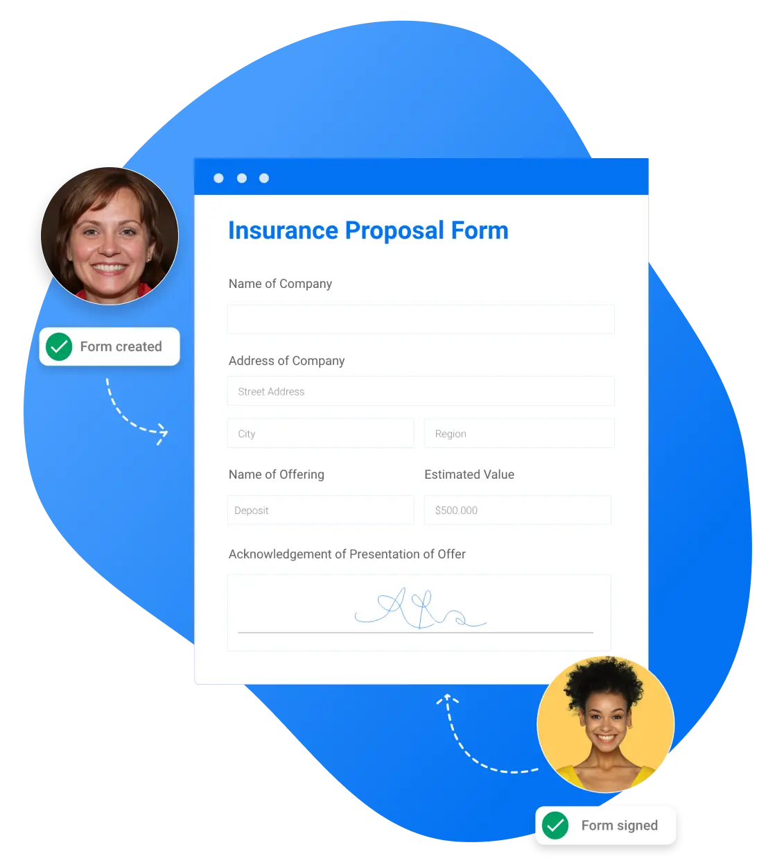 Image showing an insurance proposal form digitally signed