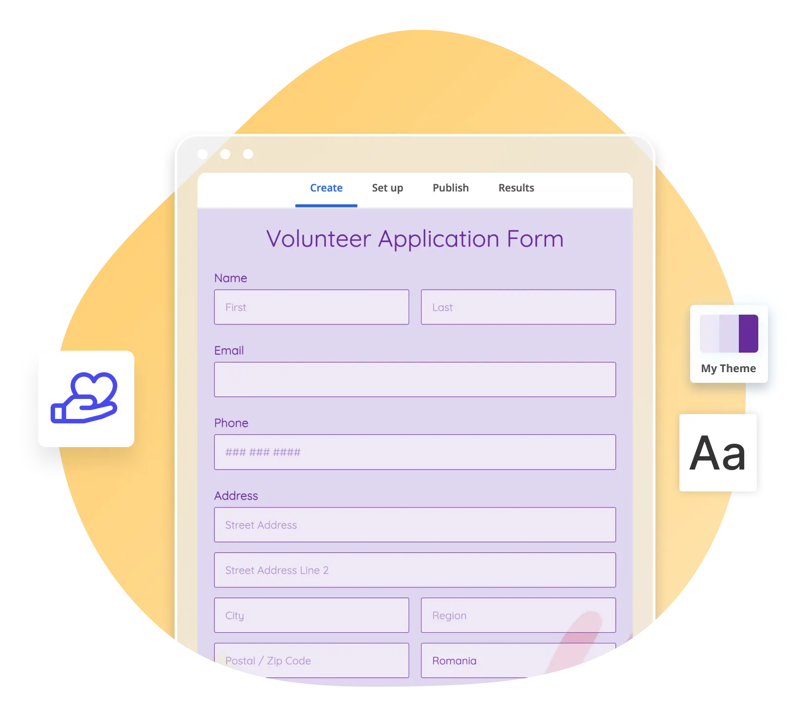 Image showing a Volunteer application form template