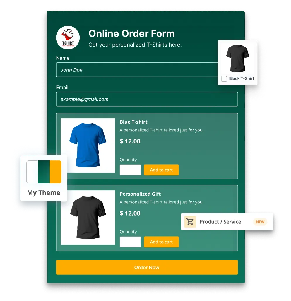 Image showing an Online Order Form Template designed with 123FormBuilder