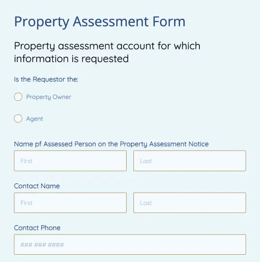 <strong>Property Assessment Form</strong>