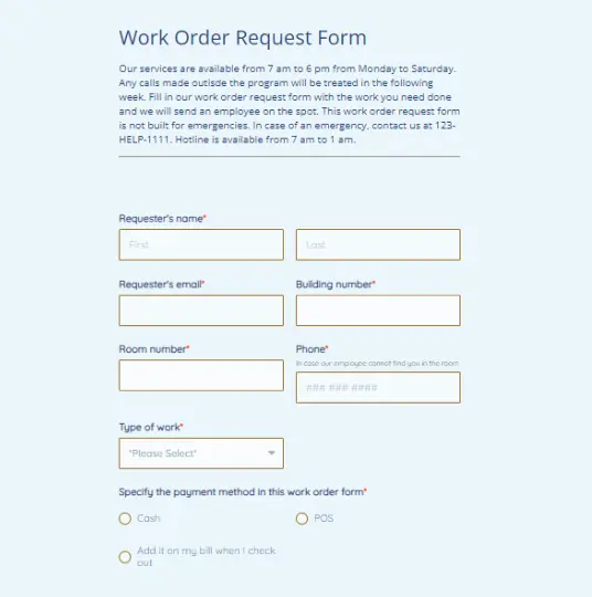 Work Order Request Form